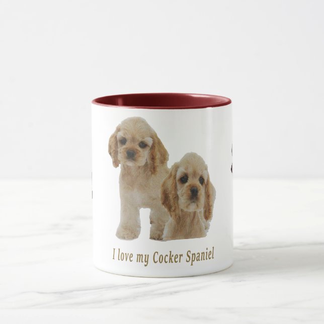 Chiots spaniels Cocker Mug à café à deux tons (Centre)