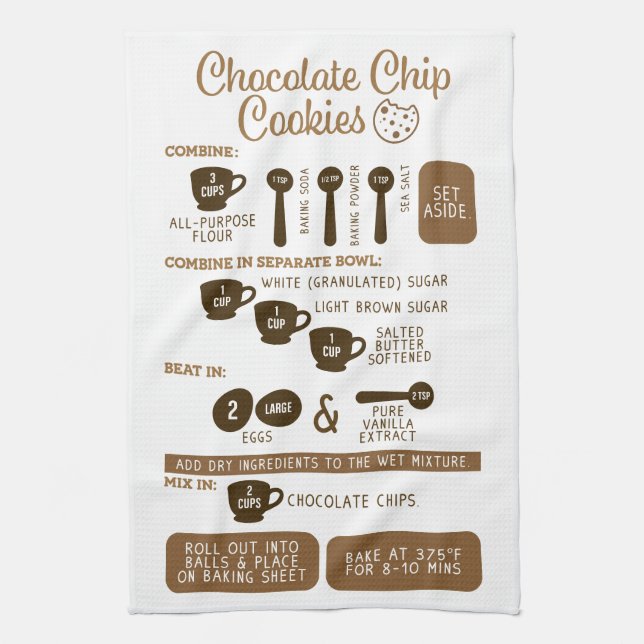Chip chocolat Cookies Recette Thé Serviette de cui (Vertical)