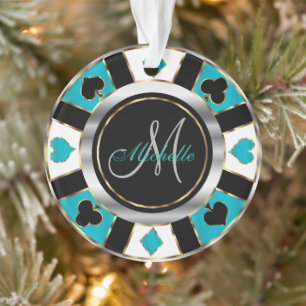 Chip Monogram de Poker Casino - Turquoise