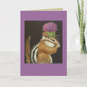 chipmunk avec carte casquette de chardon