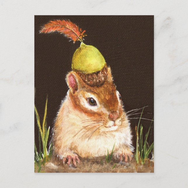 chipmunk avec cor et carte postale en plume cardin (Devant)