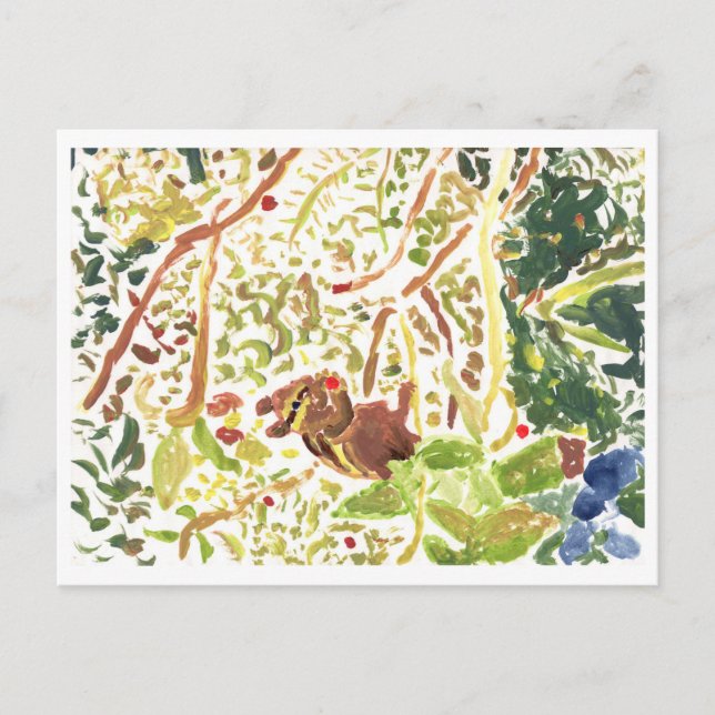 Chipmunk mange une carte postale de baies (Devant)