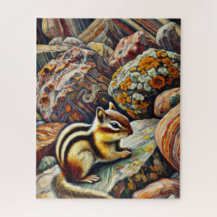Chipmunk sur les Rocks 500 Piece Puzzle