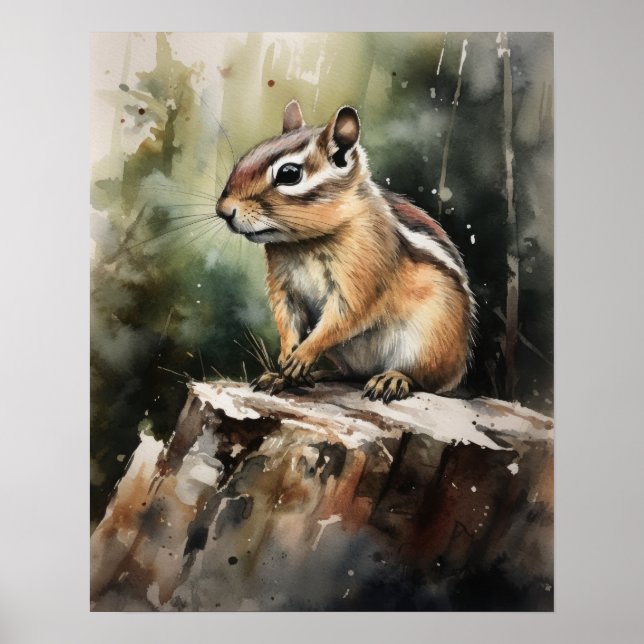 Chipmunk Woodland Animal Art Imprimer Poster (Devant)