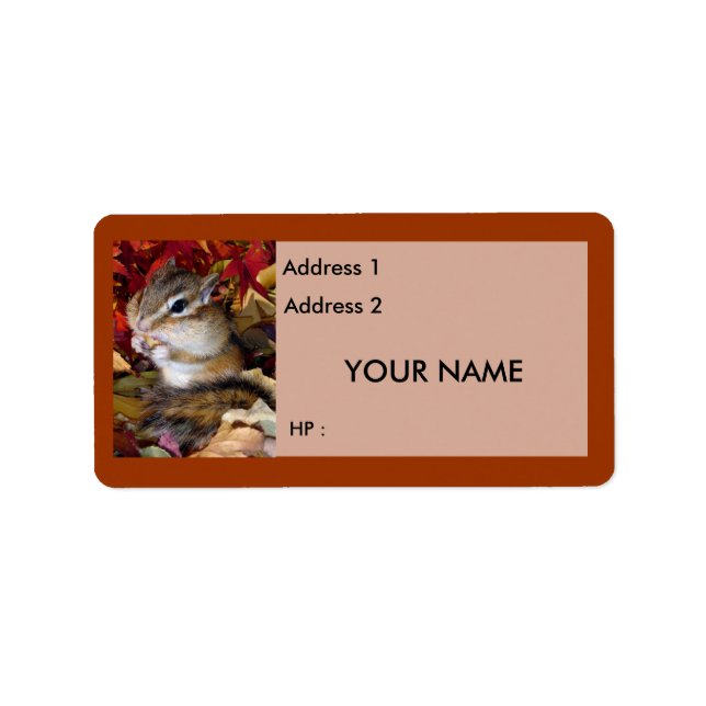 Chipmunks et écureuils, Étiquette (Devant)