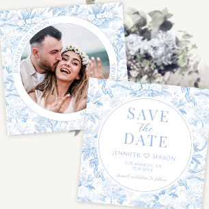 Chiroiserie bleue Enregistrer la date invitation p
