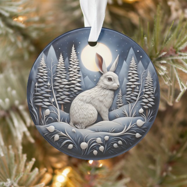 Chirstmas 3D mignon animal lapin blanc (Arbre)