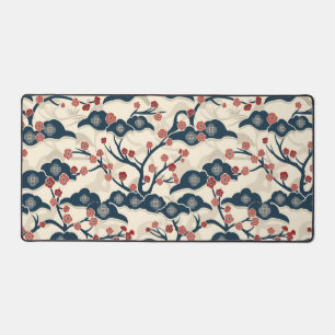 Chiyogami japonais Ume Corail Rouge Indigo Crème