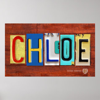 CHLOE Plaque de licence Lettres Nom Affiche