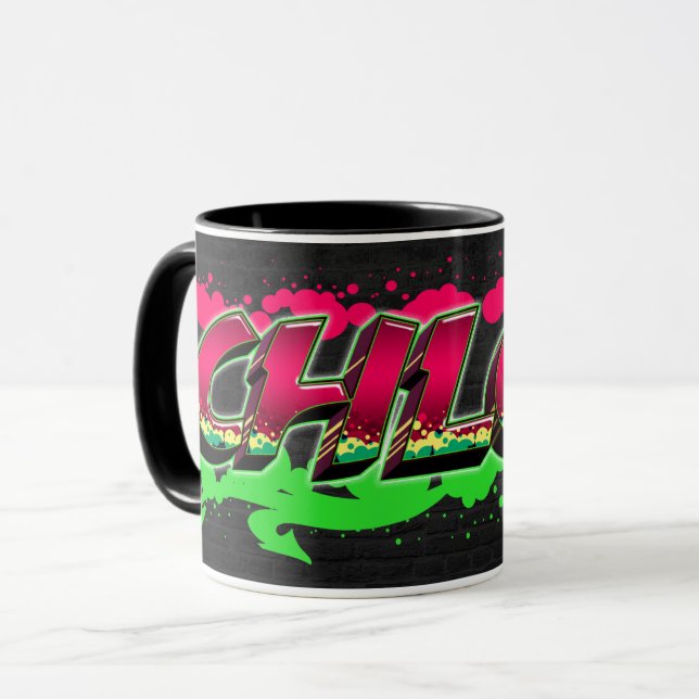Chloe Prénom Graffiti red Tasse verte (Devant gauche)