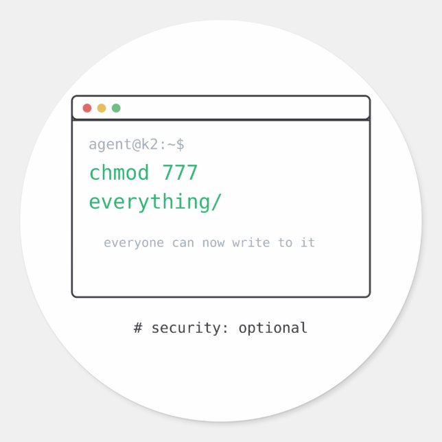 chmod 777 Tout - Autocollant Cadeau Dev (Devant)