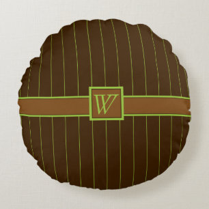 Chocolat avec Coussin rond à rayures de chaux