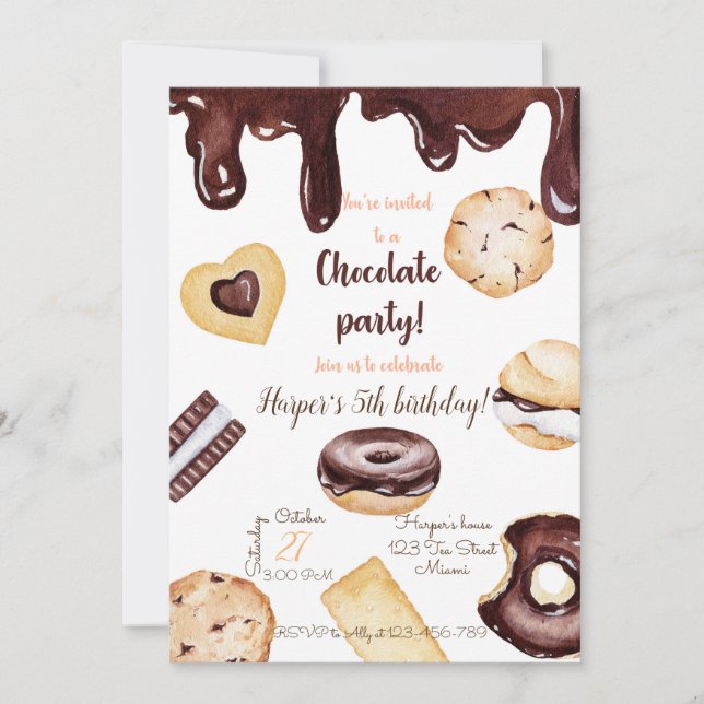 Chocolat Birthday Invitation (Devant)
