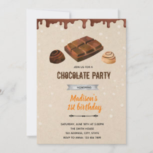 Chocolat bonbons thème invitation douche