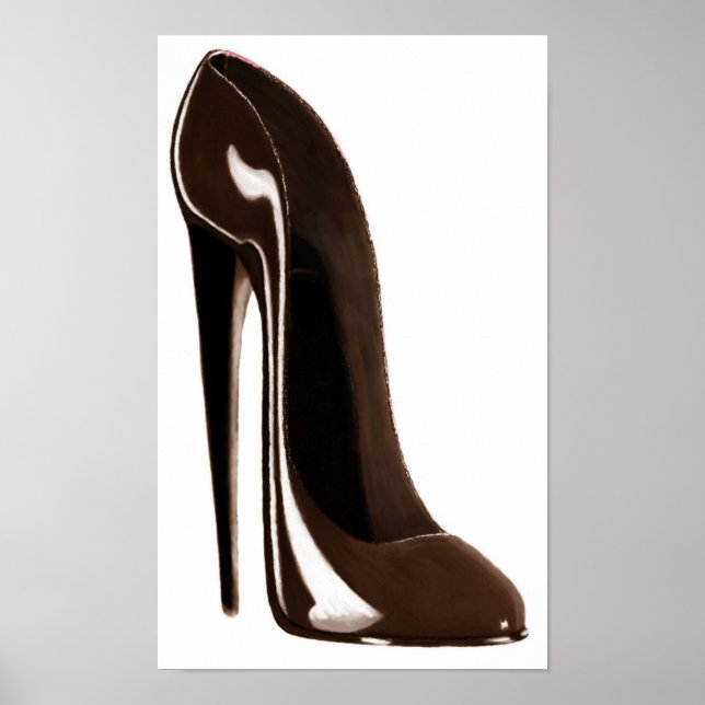 Chocolat Brown Stiletto Chaussure Impression (Devant)