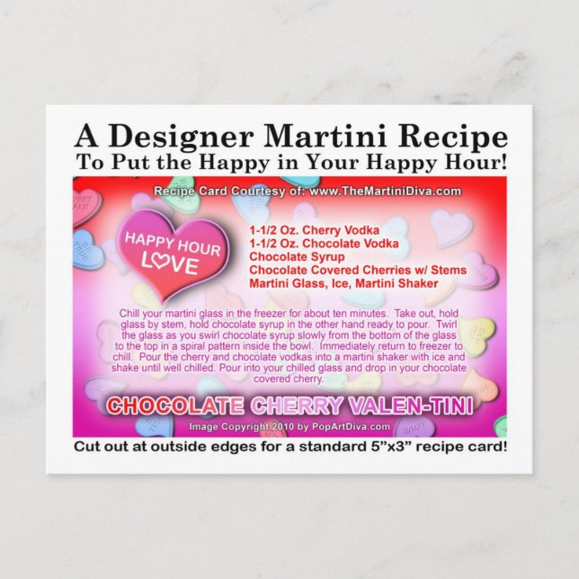 Chocolat Cherry Valentine Martini Recette Carte po (Devant)