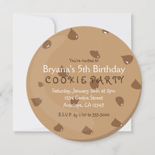 Chocolat Chip COOKIE Invitations de fête d'anniver (Devant)