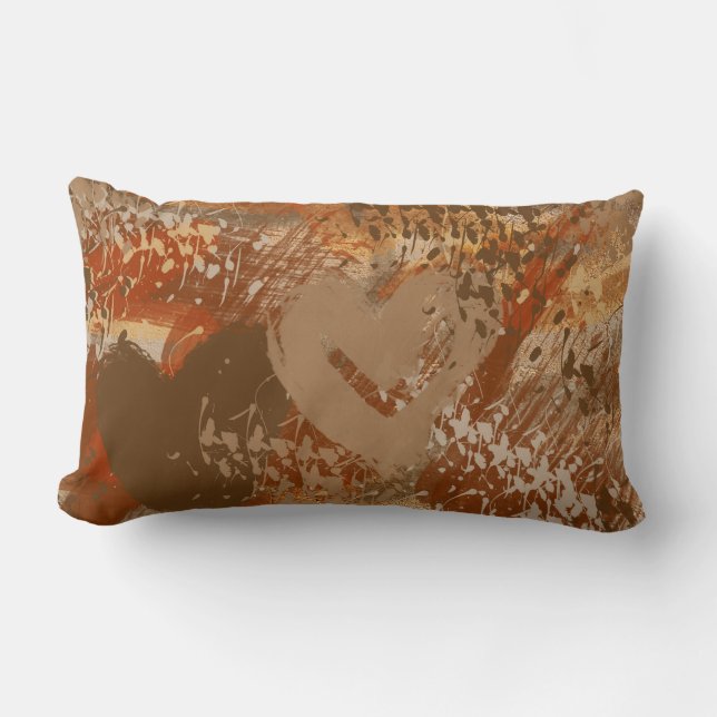 Chocolat Coeur Abstrait Motif Lumbar Coussin (Recto)