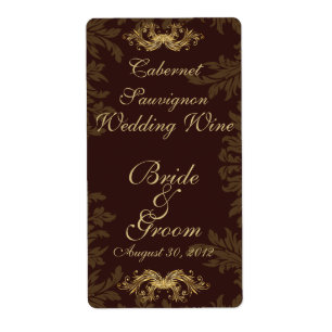Chocolat Damask 2 Mariage Étiquette de vin