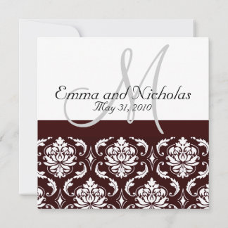 Chocolat Damask Monogramme Faire-part de mariage