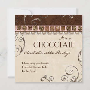 Chocolat Damask Swirl Batchelorette Invitation