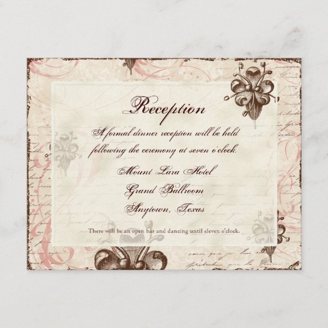 Chocolat Damask Swirl Réponse du Mariage Carte RSV (Devant)