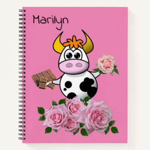 Chocolat de vache Carnet spirale Roses roses roses