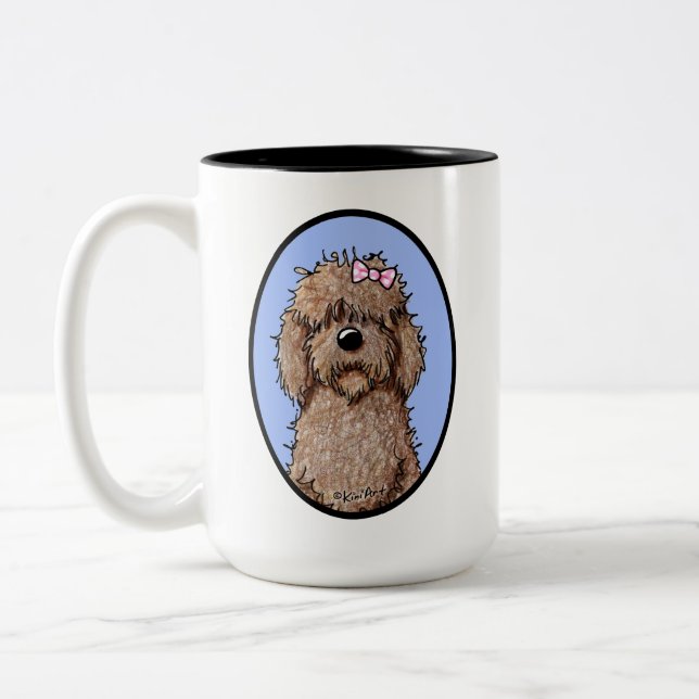 Chocolat Doodle Girl Goldendoodle Dog Art Mug (Gauche)