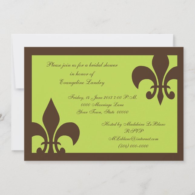 Chocolat et chaux de Fleur de Lis Invitations (Devant)