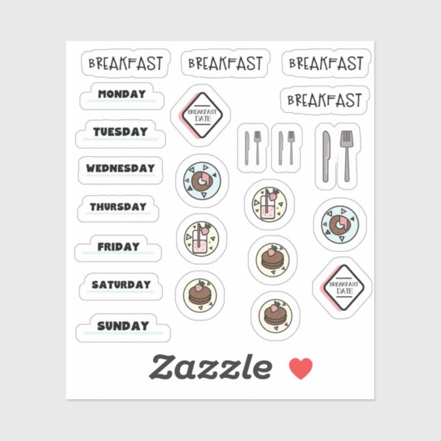 Chocolat Fraise Petit-Déjeuner Stickers Planner (Feuille)