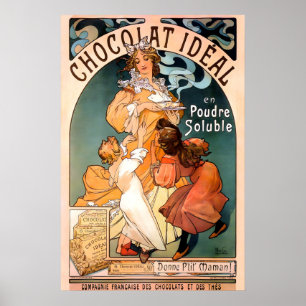 Chocolat Idéal 1897 IMPRIMERIE AFFICHE Alphonse Mu