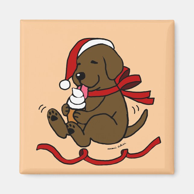 Chocolat Lab Chiot Noël Cartographie Magnets (Devant)
