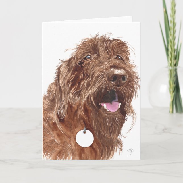 Chocolat Labradoodle #1 Carte de voeux (Devant)