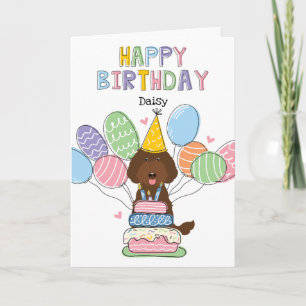 Chocolat Labradoodle Chien Bonne Carte d'Anniversa
