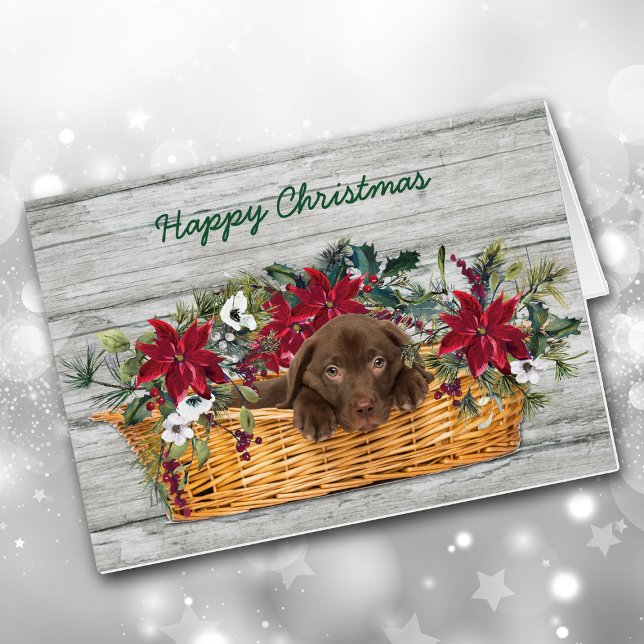 Chocolat Labrador Chiot en poche Carte de Noël (Créateur téléchargé)