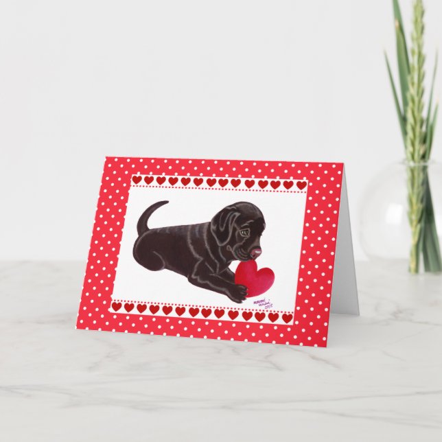 Chocolat Labrador Chiot Valentine's Day carte (Devant)