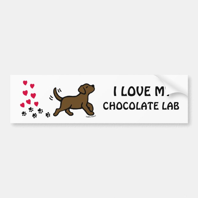 Chocolat Labrador Heart Valentine Sticker (Devant)
