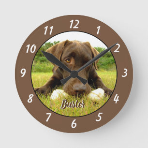 Chocolat Labrador Personnalisé Grande Horloge