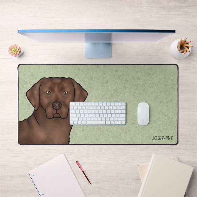Chocolat Labrador Retriever Lab Dog Avec Nom (Bureau 1)