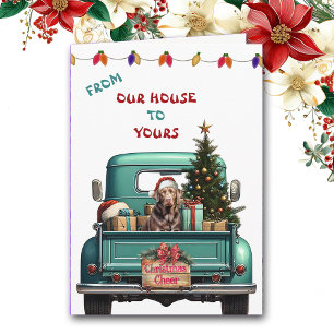 Chocolat Labrador Retriever Truck Carte de Noël