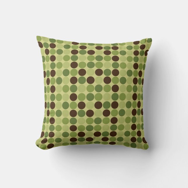 Chocolat moderne et points verts MOJO Coussin (Recto)