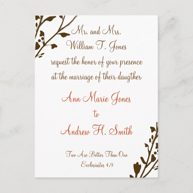 Chocolat profond Christian Faire-part de mariage (Devant)