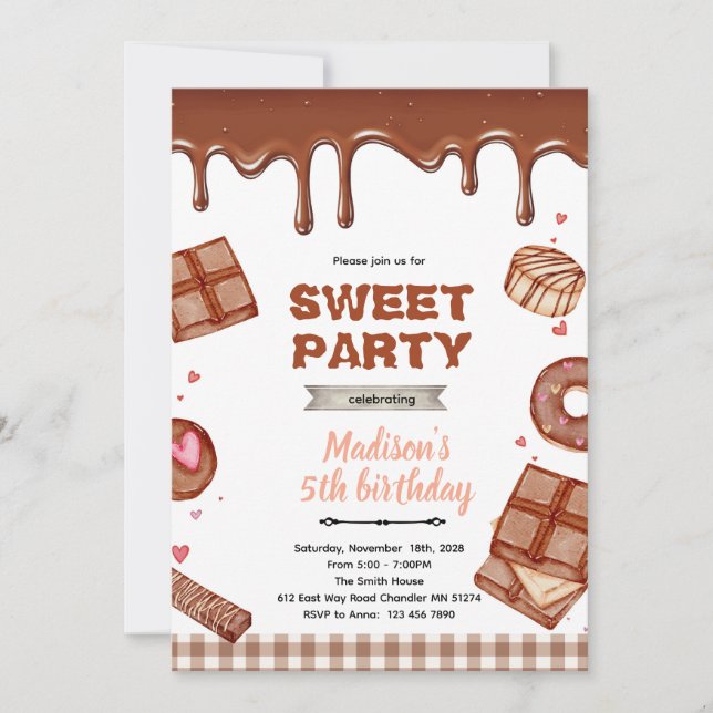 Chocolate dessert theme party invitation (Devant)