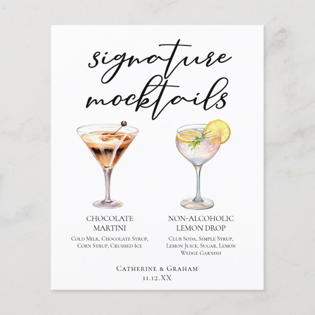 Chocolate Martini Lemon Drop Dessert Mocktail Menu (Devant)