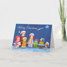 Choeur pour enfants de Noël, carte de vacances pli