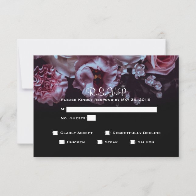 Choix de dîner pour RSVP pour le mariage floral et (Devant)