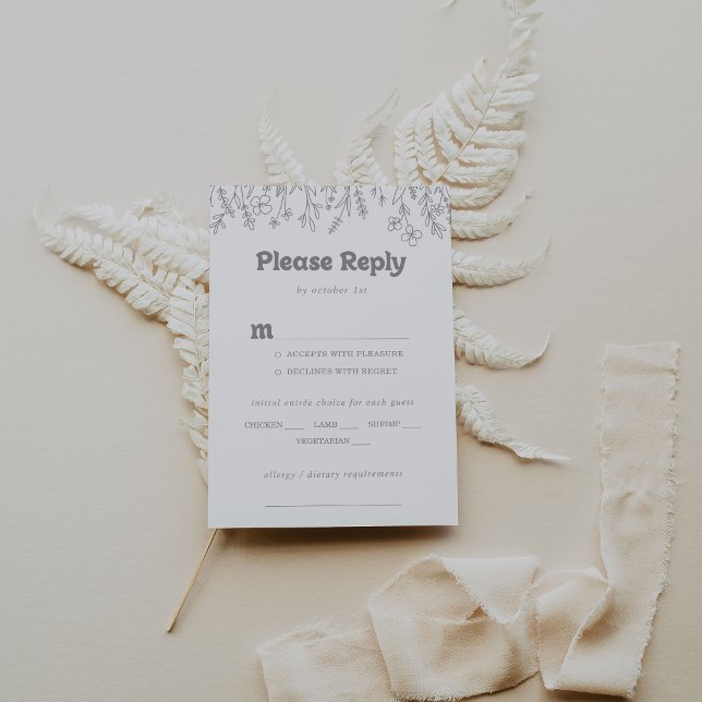 Choix de menu de mariage à fleurs sauvages grises  (Créateur téléchargé)