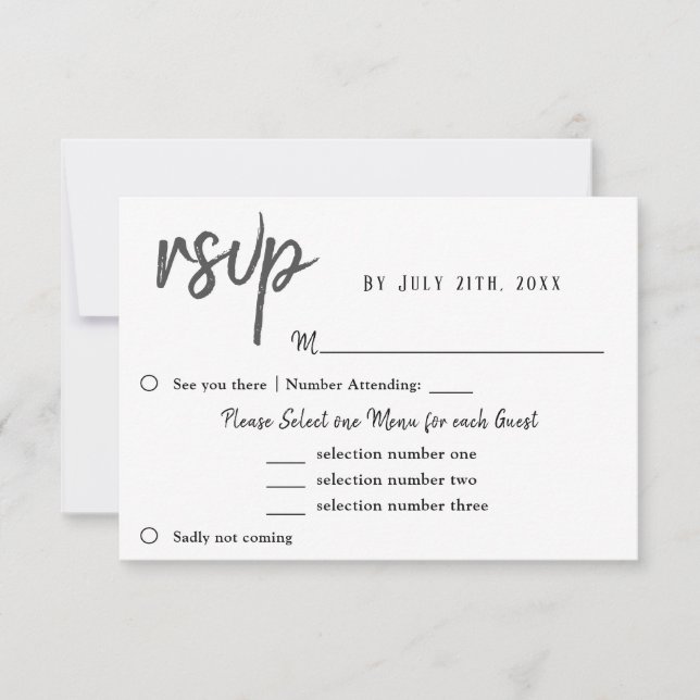 Choix de menu de mariage avec fleur de tulipe RSVP (Devant)