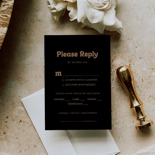 Choix de menu de mariage minimal classique or RSVP (Créateur téléchargé)