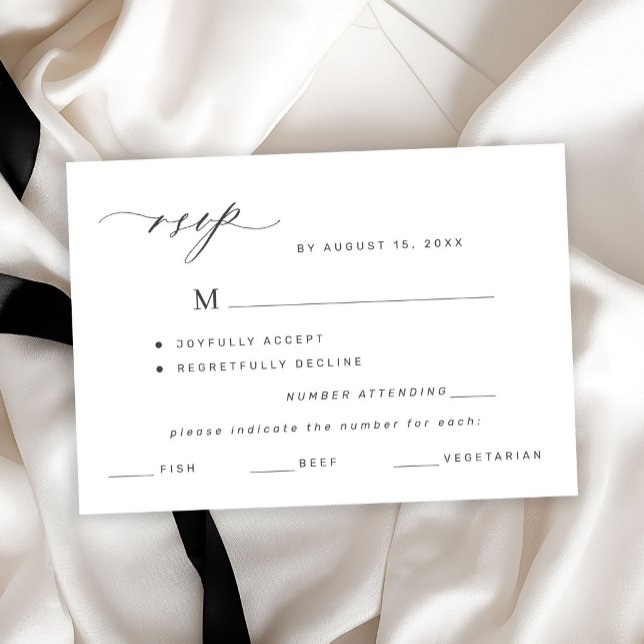 Choix de menu élégant noir et blanc pour RSVP de m (Créateur téléchargé)